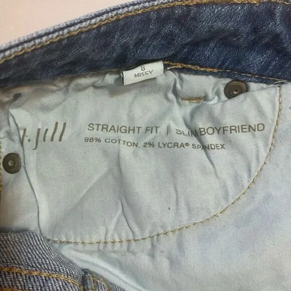 J. Jill Denim Straight Fit Slim Boyfriend Ink Stamped Floral Print Jeans Size 8 - Picture 13 of 13